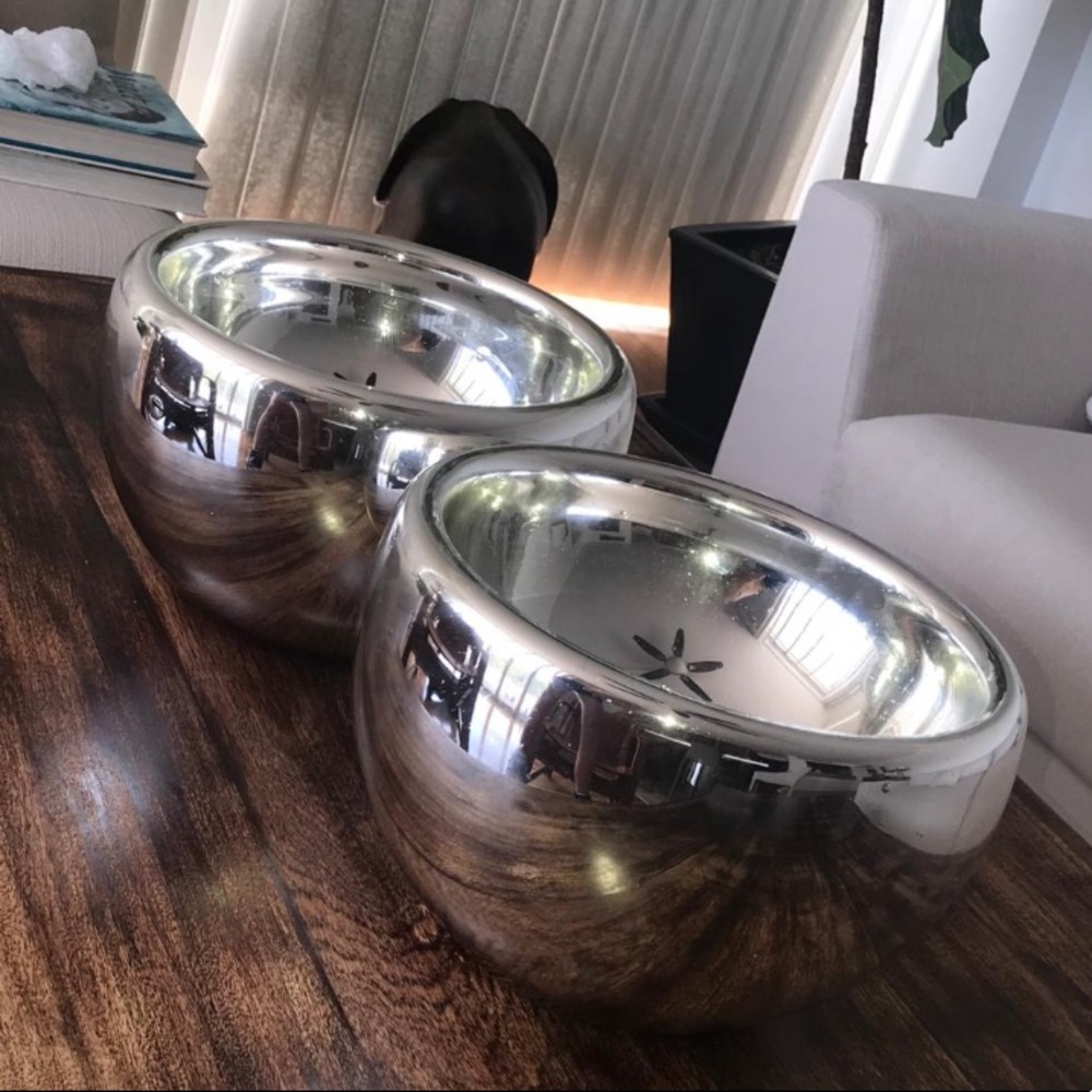 decorative silver glass blown bowls NEW